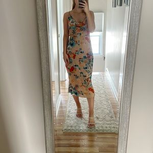 NWT beautiful floral satin midi dress